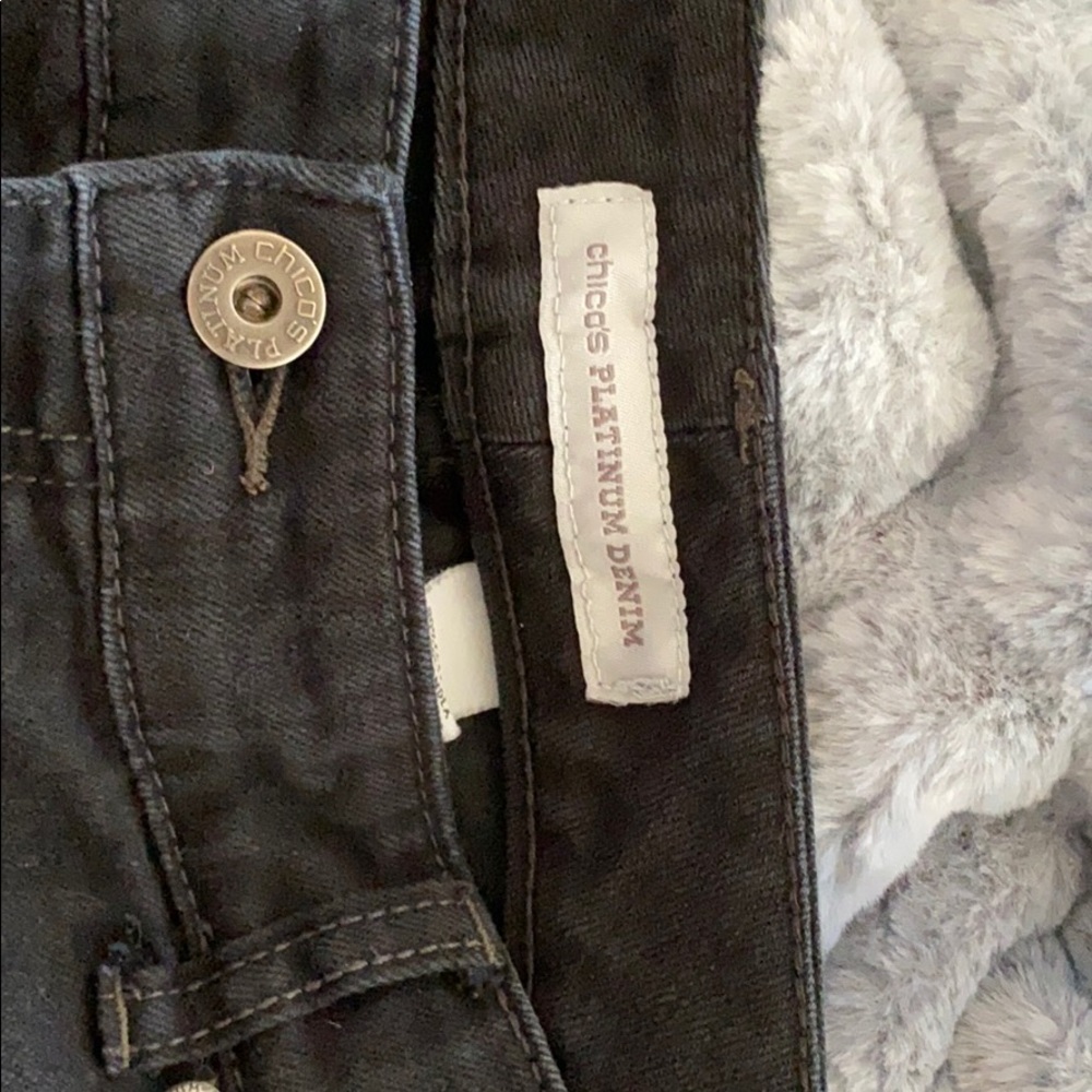 Chico’s jeans; Chico size 2 equivalent is 12/14